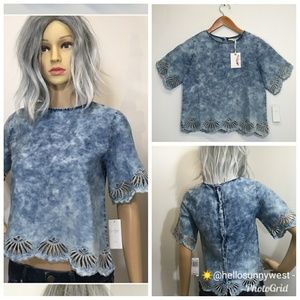 Jessica Simpson NWT L Tie-dye Cut Out Crop Top